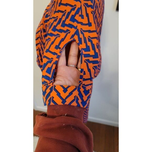 My Story Blue & Orange Shoulder Cut out Chevron Dress in Small - Picture 10 of 10